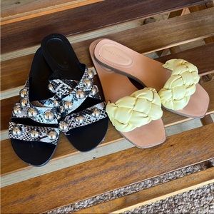 Marc Fisher Sandals - Boiler Yellow Braided Flat Bryte Snake Slide